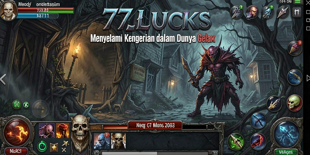 Tampilan gameplay menegangkan dari <strong>77LUCKS</strong> saat pemain menjelajahi ruangan gelap.