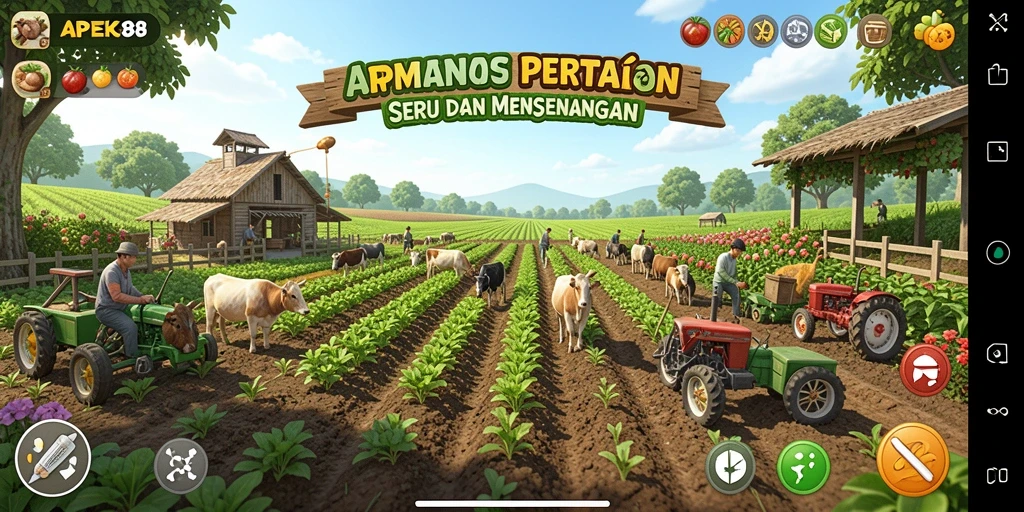 Tampilan gameplay APEK88 yang menarik dengan aktivitas pertanian.