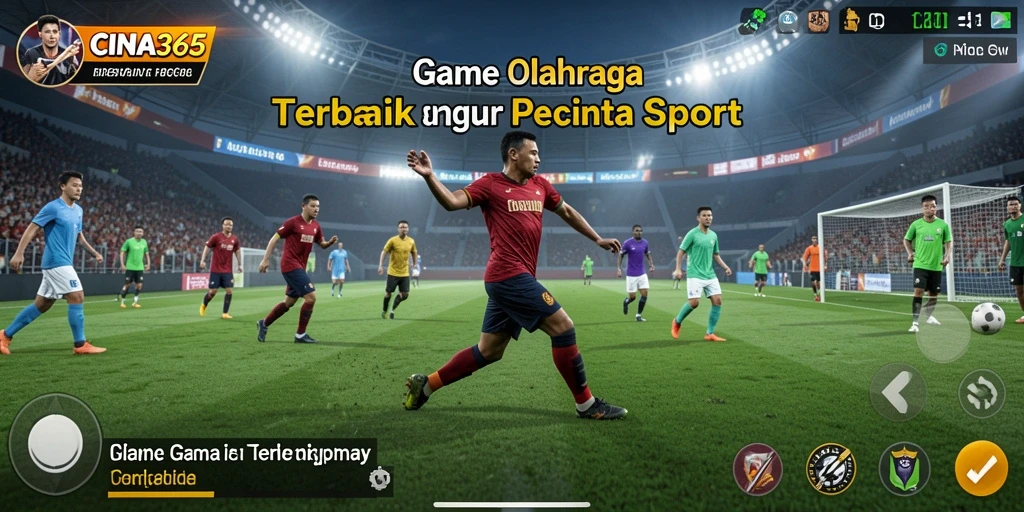 Screenshot utama CINA365 yang menunjukkan aksi seru dalam permainan olahraga.