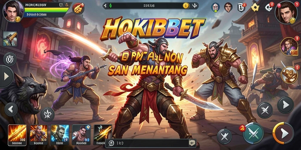Gameplay HOKIBET yang seru dengan pertarungan mendebarkan antara karakter.