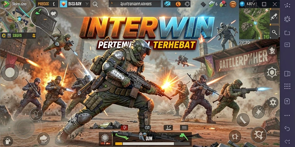 Tampilan gameplay seru dari INTERWIN dalam pertempuran Battle Royale.