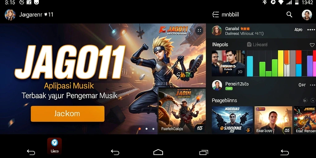 Screenshot utama JAGO11 menampilkan pengguna yang sedang berinteraksi dengan permainan musik.