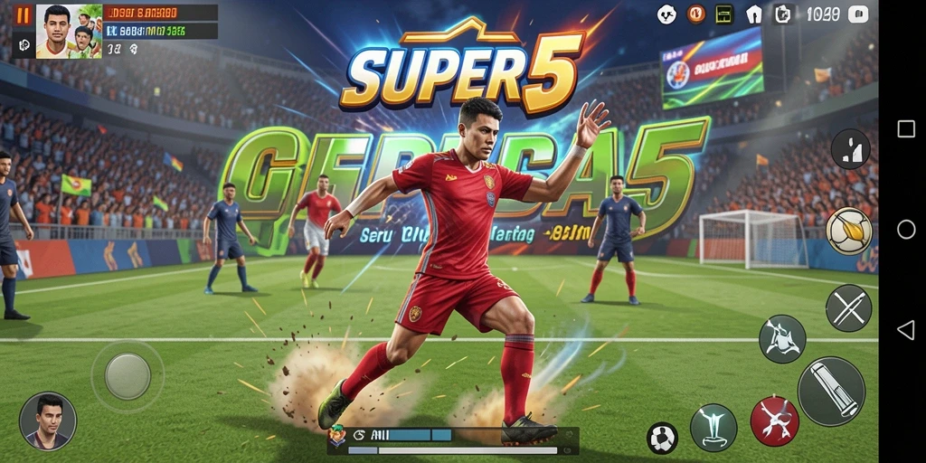Tampilan menarik dari gameplay SUPER5 yang mendebarkan.