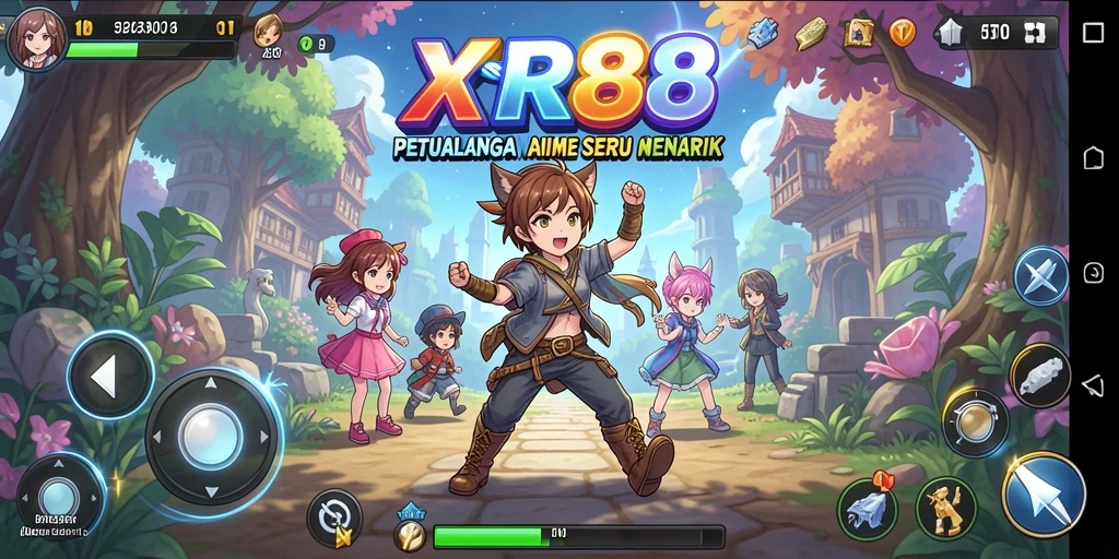 Tangkapan layar dari gameplay XR88 yang menampilkan aksi karakter anime yang dinamis.